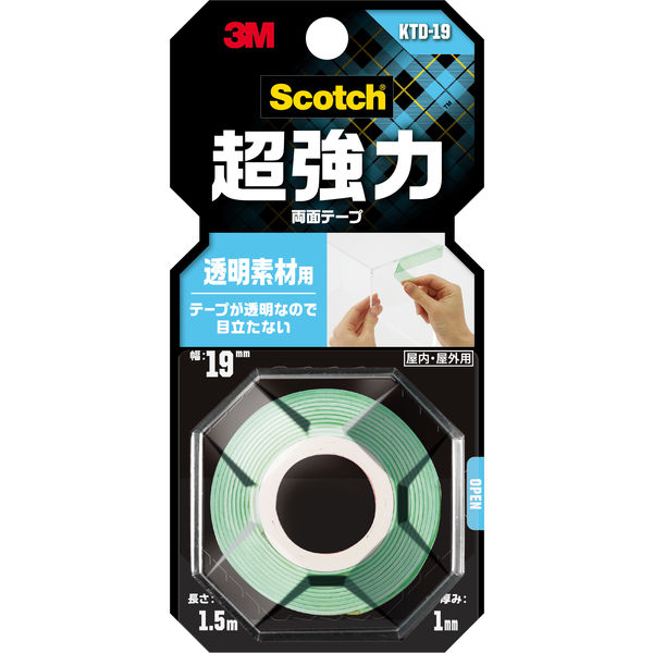 透明素材用 超強力両面テープ KTD-19 幅19mm×長さ1.5m スコッチ（R） スリーエムジャパン 1巻