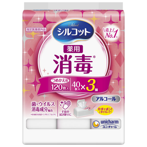 ウェットティッシュ 消毒 手指用 本体 40枚入 シルコット消毒ウェットティッシュ 2個 ユニ・チャーム