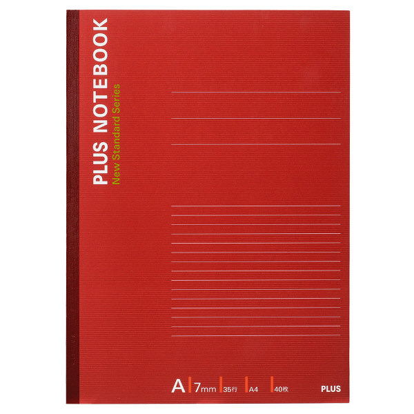 プラス ノートブック A4 A罫 40枚 赤 1箱（60冊：10冊入×6袋） NO-204AS 76713