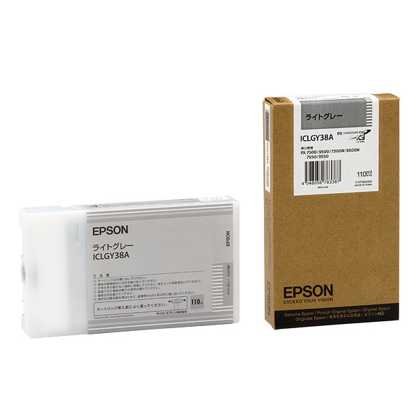 エプソン（EPSON） 純正インク ICLGY38A ライトグレー 1個 - アスクル