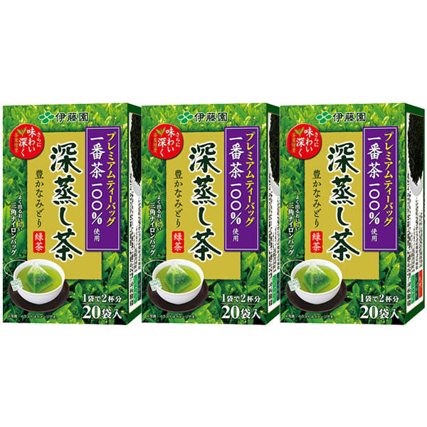 【水出し可】伊藤園 プレミアムティーバッグ 深蒸し茶 1セット（60バッグ：20バッグ入×3箱）