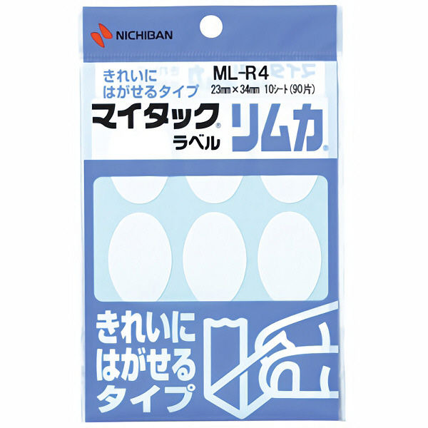 ニチバン マイタック ラベル リムカ 白無地 23mm×34mm ML-R4 1パック（10シート入）（直送品）