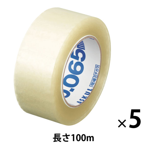 現場のチカラ 中梱包用OPPテープ 0.065mm厚 幅48mm×長さ100m アスクル 1パック（5巻入）  オリジナル