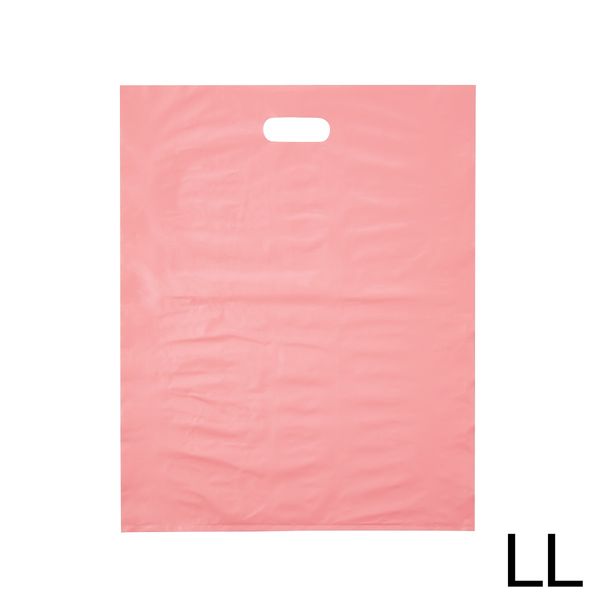 アスクル 小判抜き手提げ袋(無地) ハード ピンク LL 1袋（50枚入） オリジナル