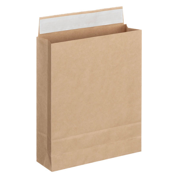 「現場のチカラ」 スーパーバッグ 宅配袋（紙製） 茶 小サイズ 封かんシール付 1セット（600枚：100枚入×6） オリジナル