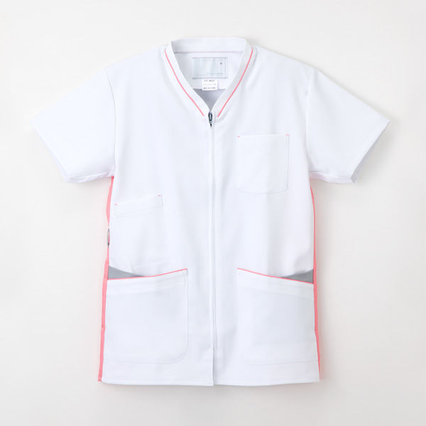 ナガイレーベン 男女兼用上衣（スクラブ） 医療白衣 半袖 Tピンク L FT-4502（取寄品）
