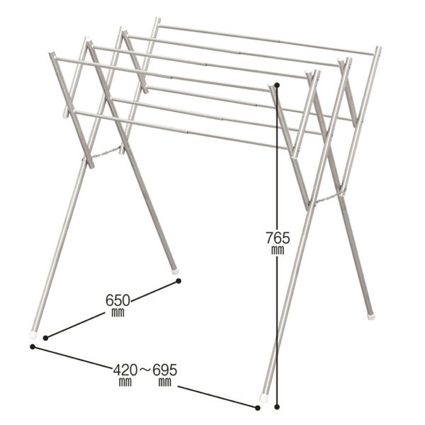 アイリスオーヤマ オールステンレス 伸縮 室内物干し 幅42～69.5×奥行65×高さ76.5cm タオル干し  SWX-700R １台