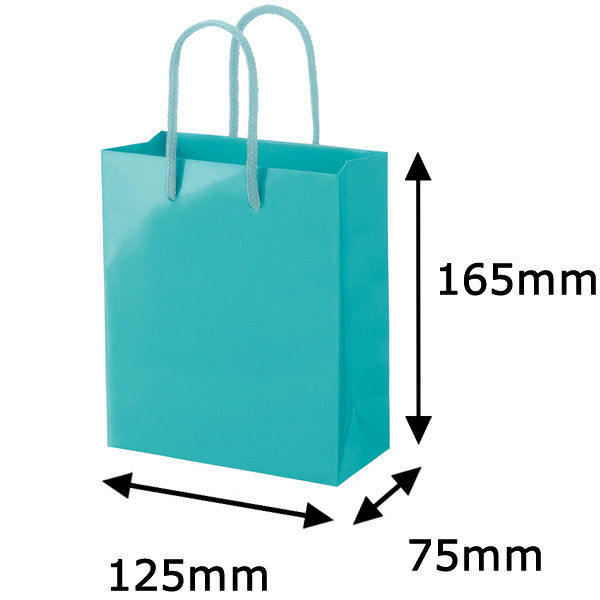 手提げ紙袋小物用 丸紐 アクアブルー M 1セット（50枚：5枚入×10