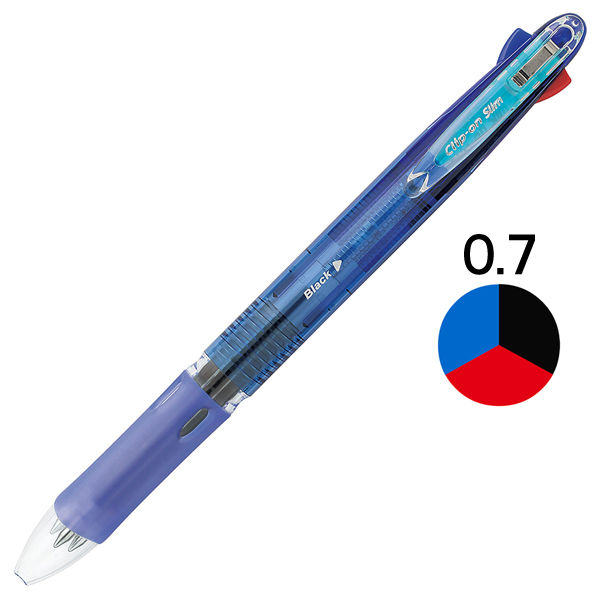 【新品】（まとめ） ゼブラ クリップオンスリム 3色ボールペン 0.7mm 本体色（軸色）：黒/インク色：黒・赤・青 【×20セット】