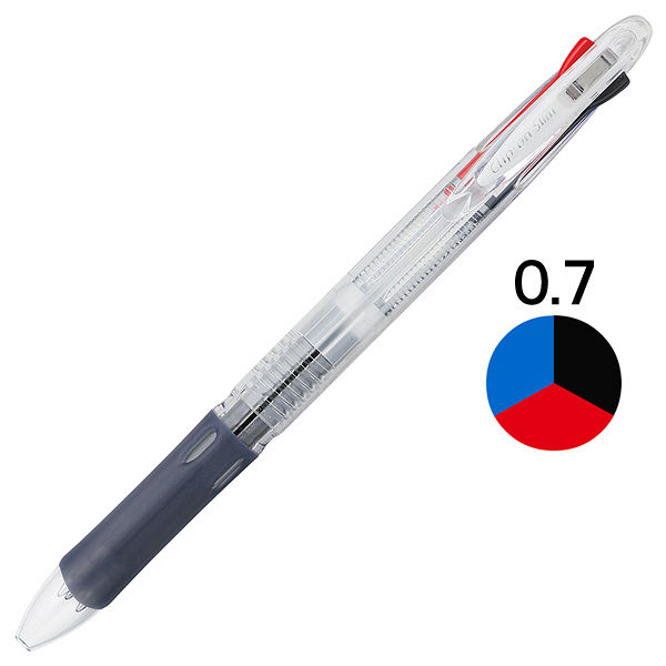 3色ボールペン クリップオン スリム3C 0.7mm 透明軸 B3A5-C ゼブラ