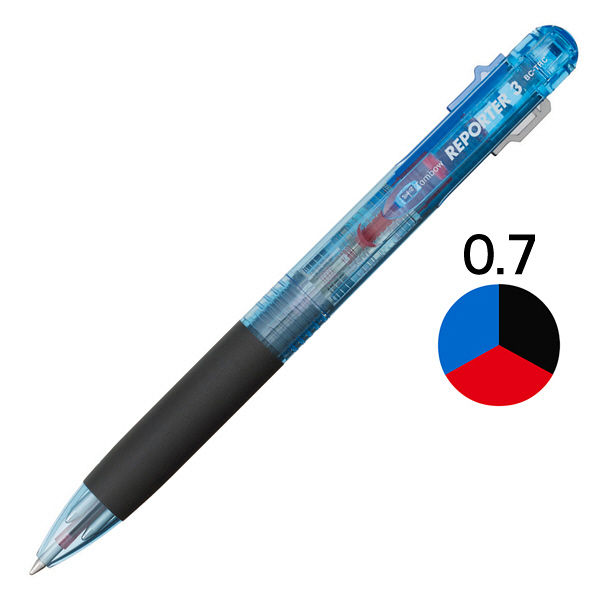 トンボ鉛筆 3色ボールペンリポーター3 透明ブルー BCーTRC40 1セット