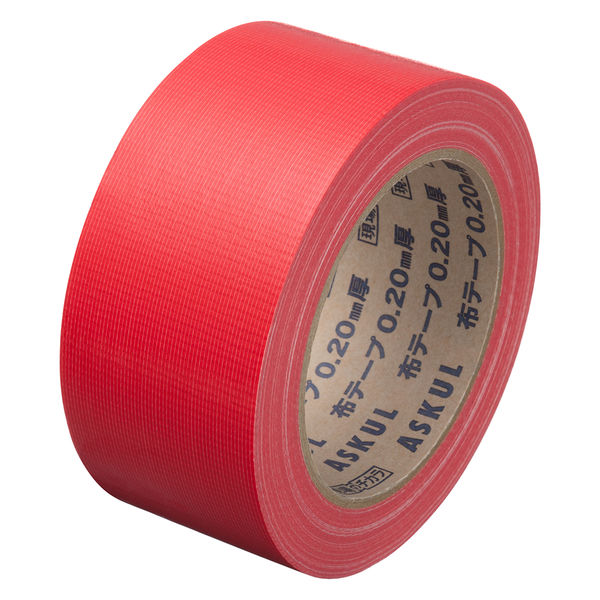 【ガムテープ】 現場のチカラ カラー布テープ 0.20mm厚 幅50mm×長さ25m 赤 アスクル 1巻  オリジナル