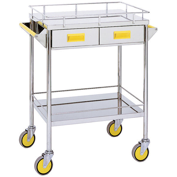 松吉医科器械 カラー回診車 引出付2段 イエロー MY-1104Y 1台 20-4000-02（直送品）
