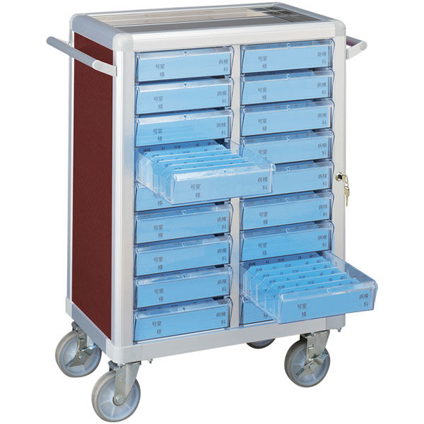 松吉医科器械 マイスコ与薬カート(鍵付)48床用 ライラック NXS-48 1台 23-7000-06-02（直送品）