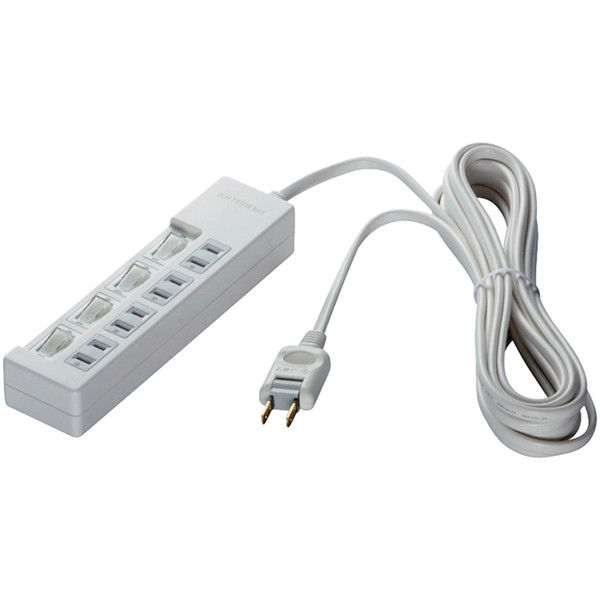 バッファロー ２ピン式電源タップ　４個口タイプ　雷サージ防止／個別スイッチ付　２ｍ　ホワイト BSTAPSW2420WH 1台（直送品）