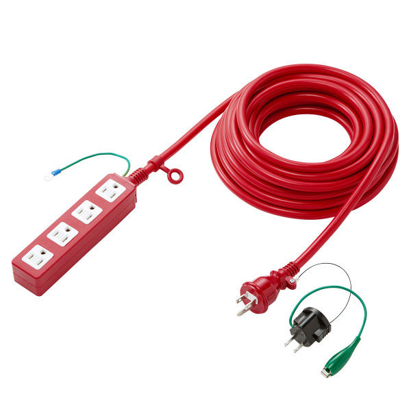 サンワサプライ 電源タップ（高強度タップ） レッド 踏みつけ・よじれ