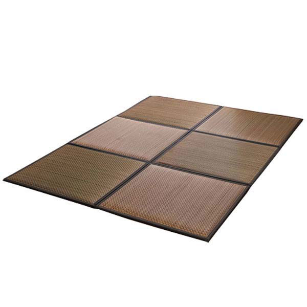 イケヒコ い草 置き畳 ユニット畳 低反発 『タイド』 ブラウン 約82×82×2.3cm 6枚セット （中材：低反発ウレタン+フェルト）（直送品）