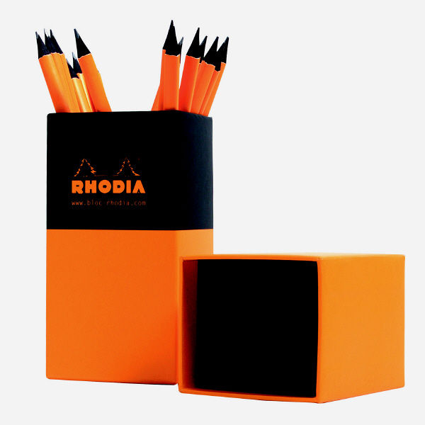 RHODIA（ロディア） ペンシル25本入 ペン立てBOX ブラック&オレンジ 