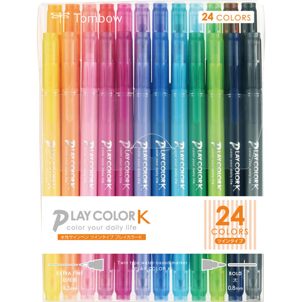 トンボ鉛筆 水性カラーサインペン ＰＬＡＹ ＣＯＬＯＲK GCF-012 1セット（24色入） - アスクル