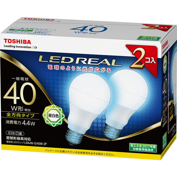 東芝 LED全方向40W昼白色2個パック LDA4N-G/40W-2P（直送品）