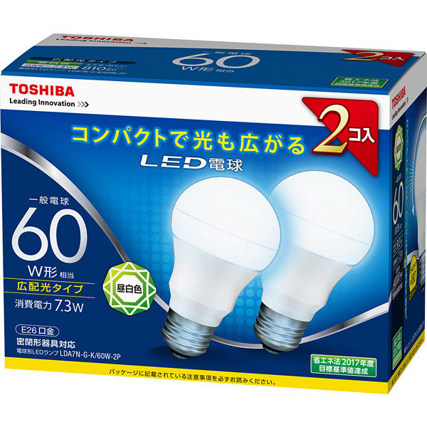 東芝 LED広配光60W昼白色2個パック LDA7N-G-K/60W-2P（直送品） - アスクル