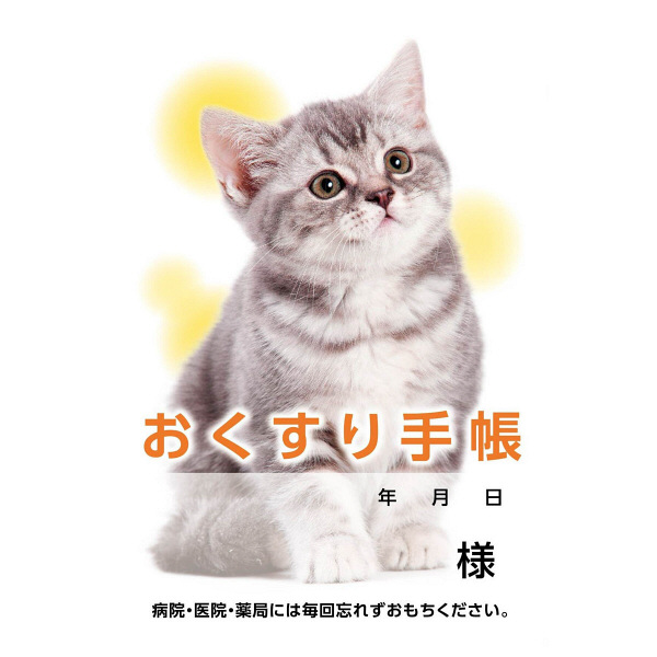 ダイオーミウラ おくすり手帳（薄型）16P 猫 59342 1セット（400冊：100冊入×4包）（直送品）