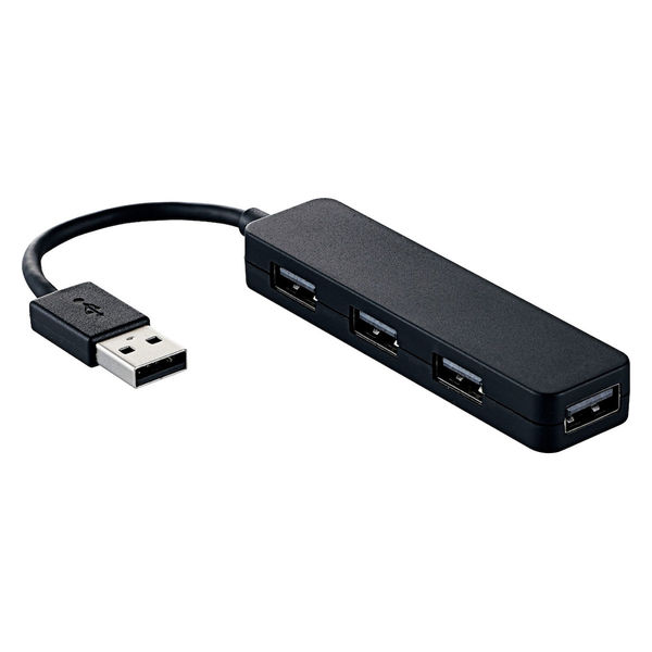 USBハブ 4ポート USB-A バスパワー USB2.0 カラフルモデル ブラック U2H-SN4NBBK エレコム 1個
