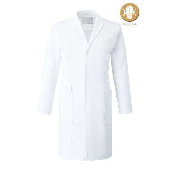トンボ ウィキュア 薬局衣 メンズコート ホワイト L 1枚 医療白衣 ドクターコート 診察衣（取寄品）