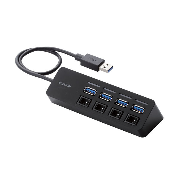 ELECOM 個別スイッチ付USB3.0ハブ 4ポート 個別スイッチでデバイスの電源をON/OFFでき、より細やかな節電ができる: U3H-S418BBK
