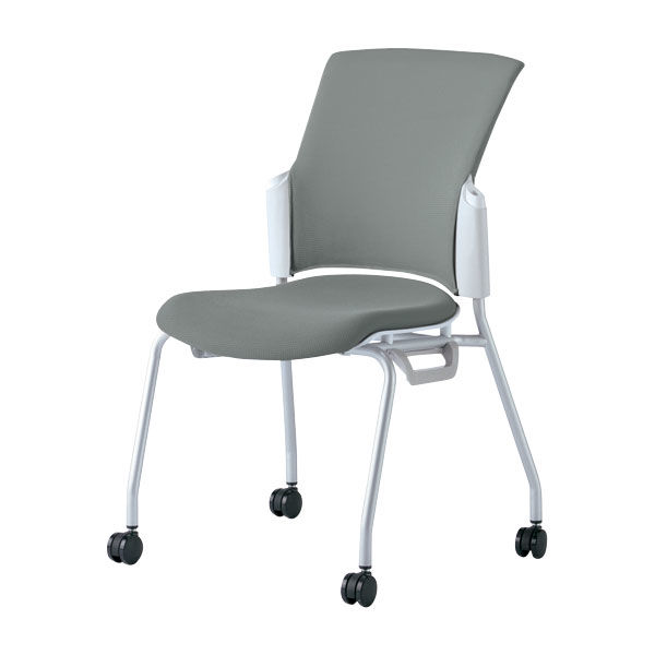 プラス 会議椅子 チェダーC キャスター脚タイプ 背クッション 肘なし ホワイトシェル クラウドグレー MC-W52S CGY 1脚（直送品）