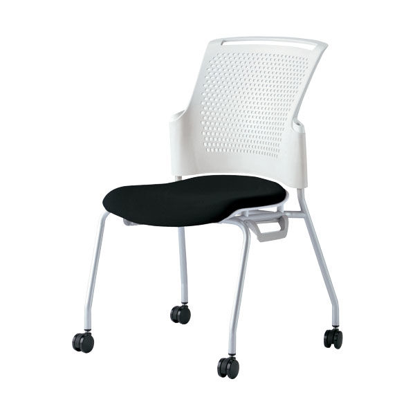 プラス 会議椅子 チェダーC キャスター脚タイプ 背ヌード 肘なし ホワイトシェル シャドーブラック MC-W53SH SBK 1脚（直送品）