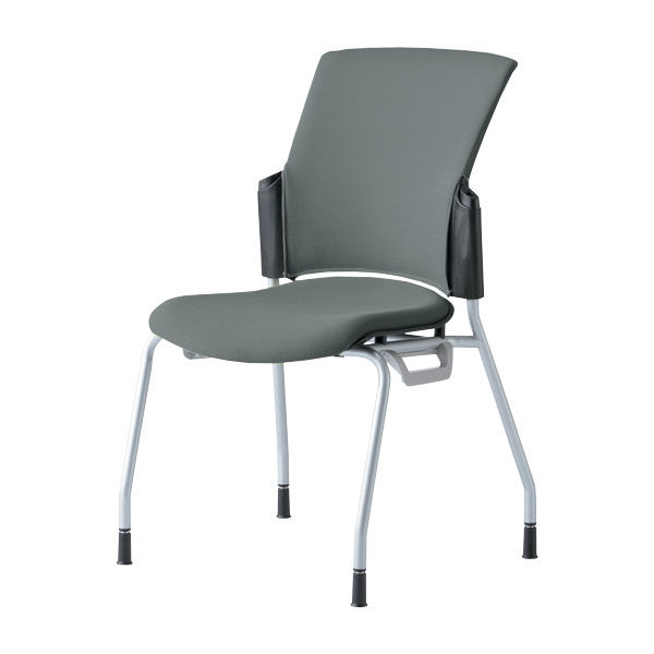 プラス 会議椅子 チェダーC 4本脚タイプ 背クッション 肘なし ブラックシェル クラウドグレー MC-W60S CGY 1脚（直送品）
