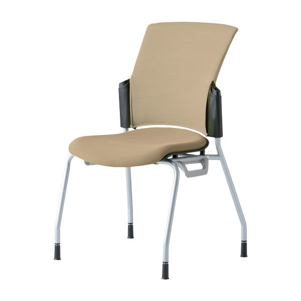 プラス 会議椅子 チェダーC 4本脚タイプ 背クッション 肘なし ブラックシェル サンドベージュ MC-W60S SBE 1脚（直送品）