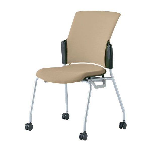 プラス 会議椅子 チェダーC キャスター脚タイプ 背クッション 肘なし ブラックシェル サンドベージュ MC-W62S SBE 1脚（直送品）