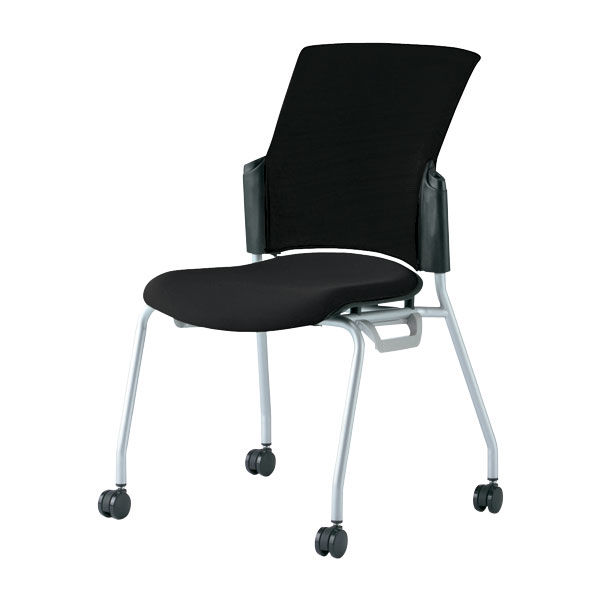 プラス 会議椅子 チェダーC キャスター脚タイプ 背クッション 肘なし ブラックシェル シャドーブラック MC-W62S SBK 1脚（直送品）
