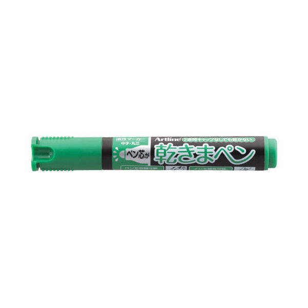 シヤチハタ 乾きまペン 油性マーカー 中字・丸芯 緑 K-177Nミドリ（取寄品）