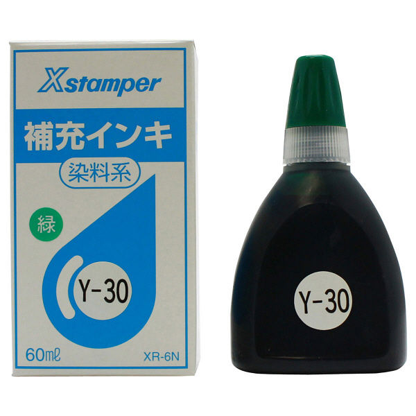 シヤチハタ 補充インキ（POP広告用Xスタンパー・青果等級印他用）60ml 緑 XR-6N（Y-30）ミドリ（取寄品）
