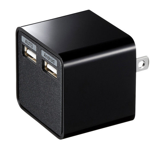 サンワサプライ USB充電器（2ポート・合計3.4A・ブラック） ACA-IP39BK 1個（直送品）