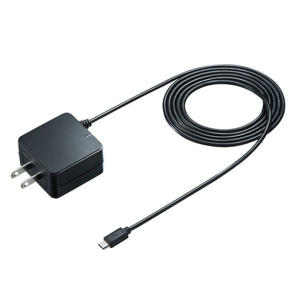 サンワサプライ Quick Charge 2.0対応AC充電器（microUSBケーブル一体型・ブラック） ACA-QC42MBK 1個（直送品）