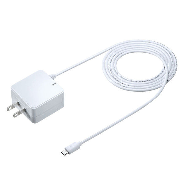 サンワサプライ Quick Charge 2.0対応AC充電器（microUSBケーブル一体型・ホワイト） ACA-QC42MW 1個（直送品）