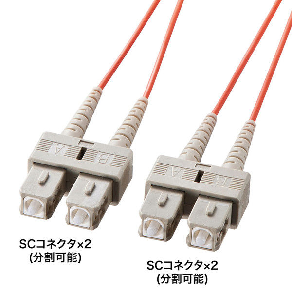 サンワサプライ 光ファイバケーブル 50m HKB-SCSC5-50L（直送品）