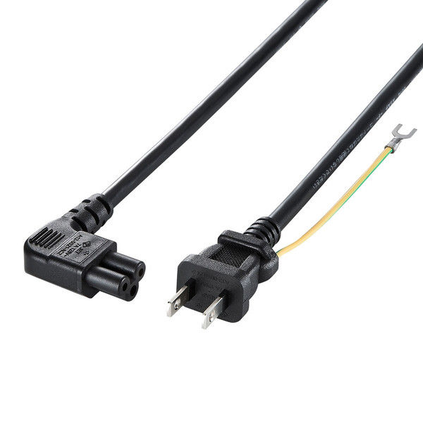 サンワサプライ 電源コード ブラック 3P式 L型コネクタ 2m KB-DM3L-2 1個（直送品）