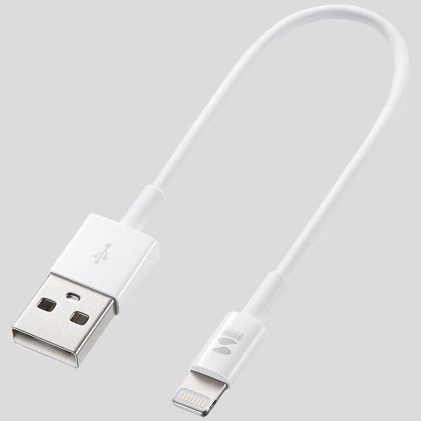 サンワサプライ ライトニングケーブル 白 12.5cm KB-IPLT01K2W 1本（直送品）