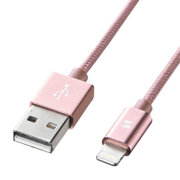 サンワサプライ ライトニングケーブル ローズゴールド 1m ナイロンメッシュ KB-IPLTNM10KRG 1本（直送品）