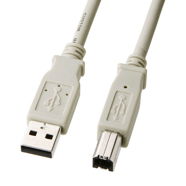 サンワサプライ USBケーブル Aオス-Bオス ライトグレー 3m USB2.0 KU-3000K2 1本（直送品）