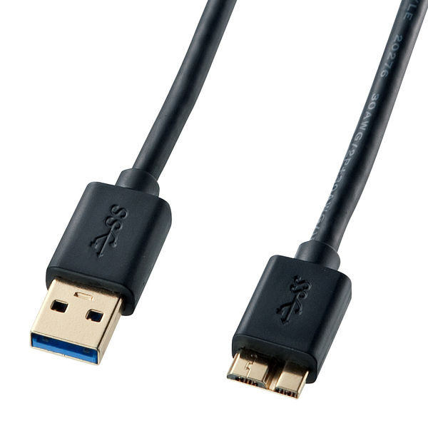 USBケーブル USB-A（オス）USB3.0MicroB 1m USB3.2（ Gen1） KU30-AMC10BK サンワサプライ 1本 -  アスクル