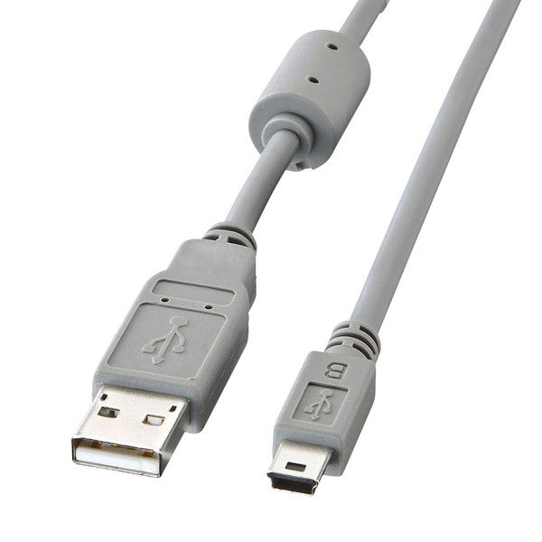 サンワサプライ ミニUSBケーブル Aオス-ミニBオス（5pin） グレー 0.1m USB2.0 KU-AMB501 1本（直送品）