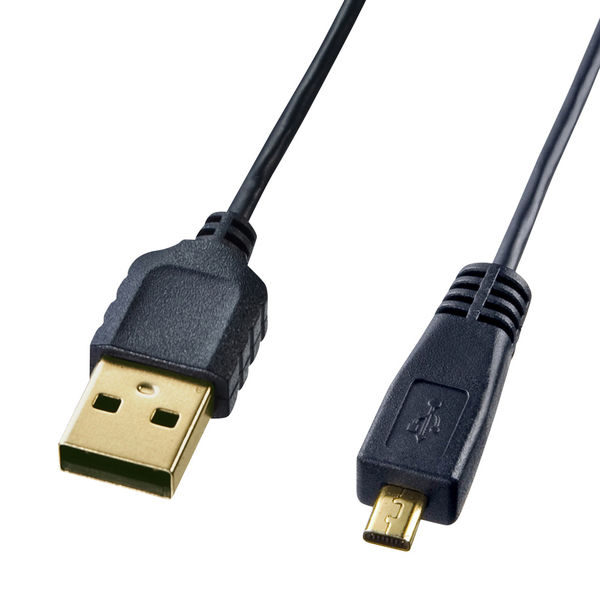USBケーブル　USB-A（オス）mini8pin平型　0.5m　USB2.0　KU-SLAMB805　サンワサプライ　1個（直送品）