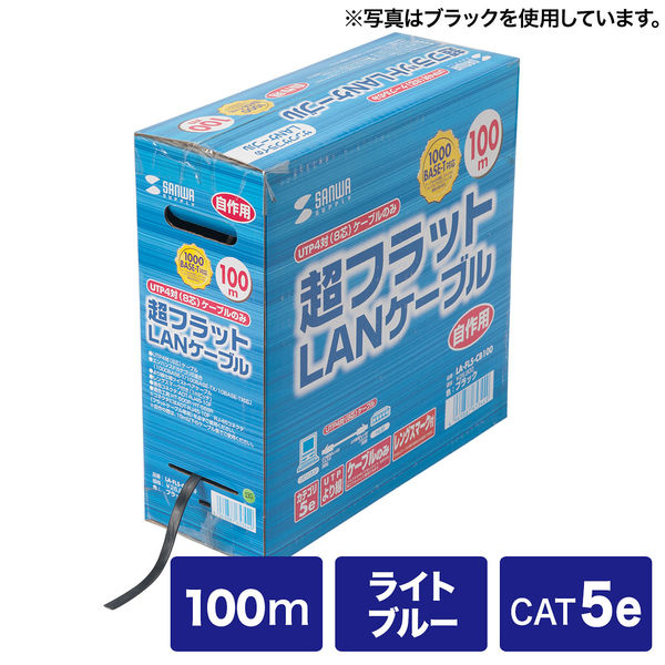 サンワサプライ 超フラットケーブルのみ100m ライトブルー LA-FL5-CB100LB 1本