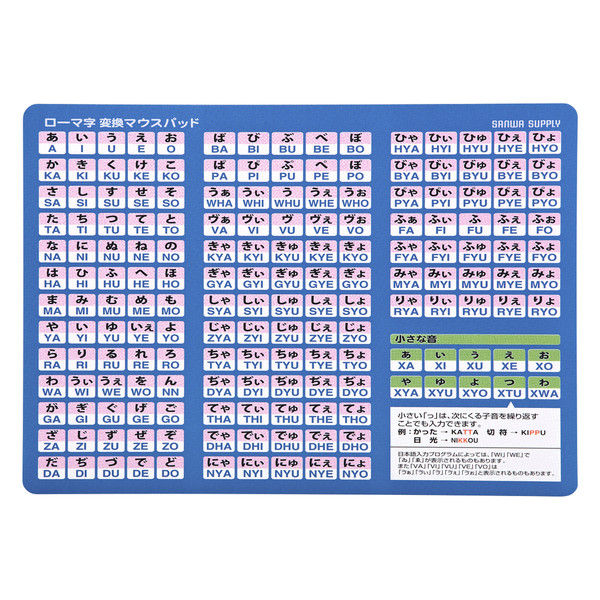 サンワサプライ ローマ字変換マウスパッド（A4サイズ、ブルー） MPD-OP17RA4BL 1個（直送品） アスクル